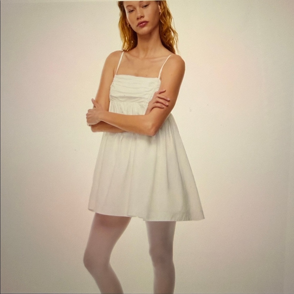 Sunday Best White Mini Dress with Spaghetti Straps